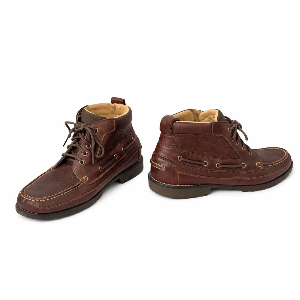 L.L. Bean Men's 14D Brown Leather Moc Toe Boots Discontinued Lug Sole - Picture 4 of 10